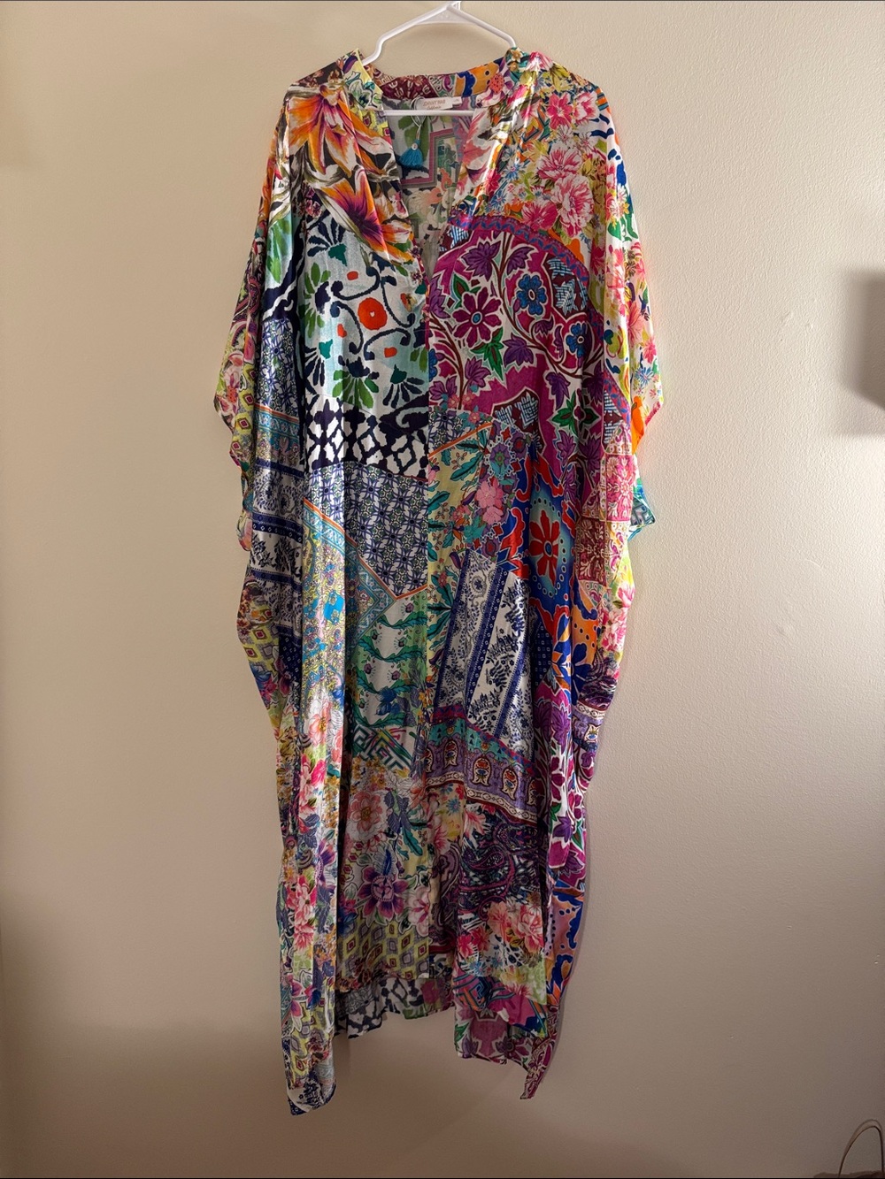JOHNNY WAS Loci Patchwork Kaftan Coverup - Picture 3 of 9